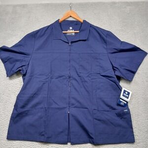 Adar Universal Scrub Jacket Men's 3XL Navy Blue Short Sleeve Zip Front NWT
